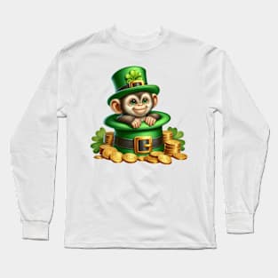 Monkey Hat for Patrick's Day Long Sleeve T-Shirt